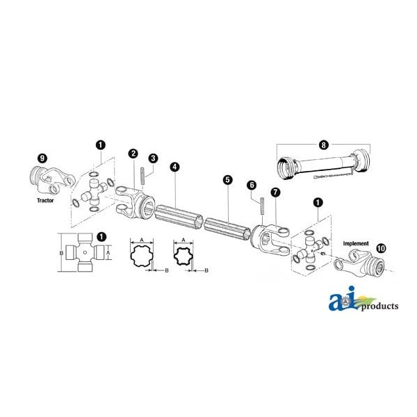 Cross & Bearing Kit 3.5" x3.5" x1"